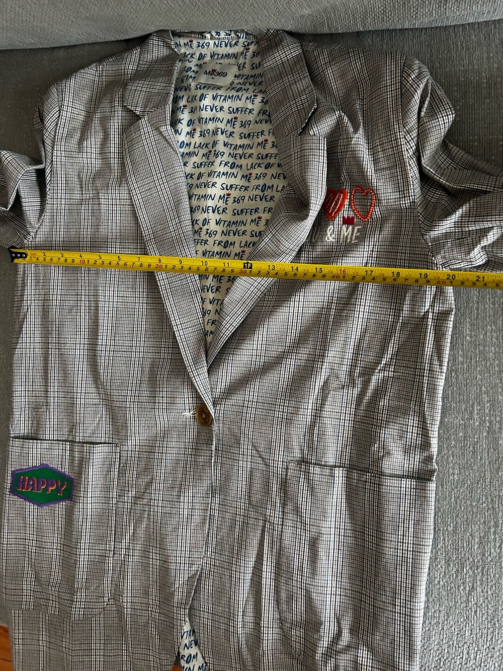 Me369 Freya Checks Hello Blazer Size M Womens Preppy - Picture 12 of 16